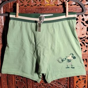 NWT Disney Vintage Style Green Mickey Boxer Briefs, Size Medium